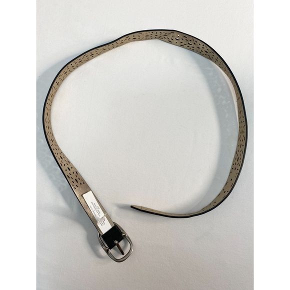 Kohls Womens Reversable Belt Large Waist Black Gold Perforated Pattern - Picture 10 of 16